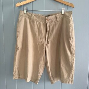 Berle Cotton Chino Shorts Men's 33 Flat Front‎ Khaki Vintage Lined $90 MSRP